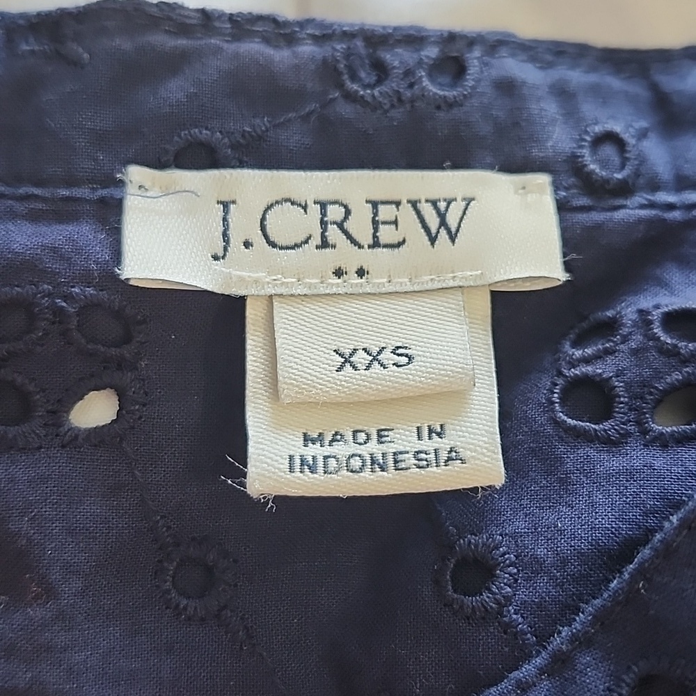 J. Crew Factory Navy Blue Eyelet Lace Sleevless Shirt Dress XXSMALL - Picture 5 of 15